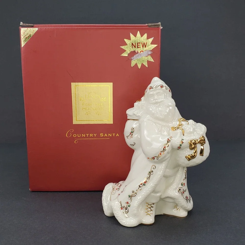 Lenox China‎ Jewels Country Santa Figurine 10th In Series Ivory Gold 6238224